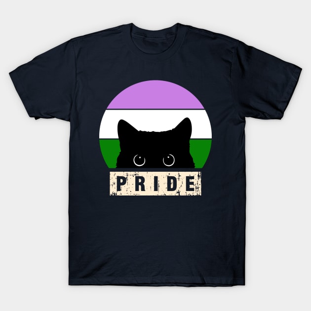 Genderqueer Cat Pride Design Genderqueer Flag Colors T-Shirt by Designs by Romeo